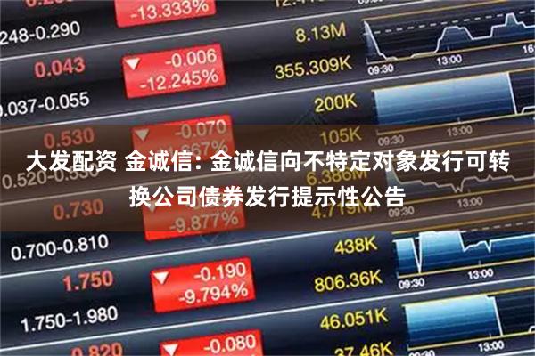 大发配资 金诚信: 金诚信向不特定对象发行可转换公司债券发行提示性公告