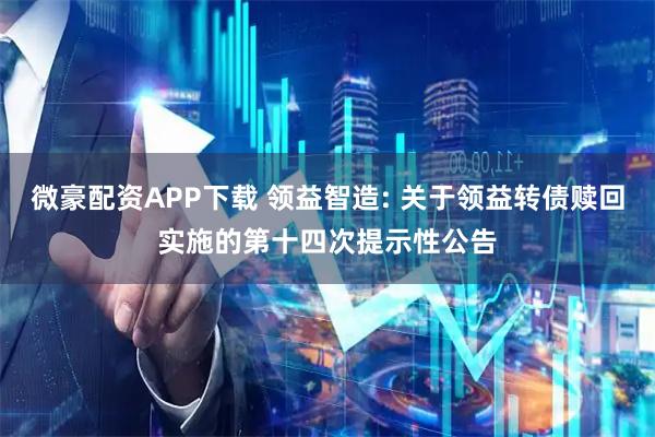 微豪配资APP下载 领益智造: 关于领益转债赎回实施的第十四次提示性公告