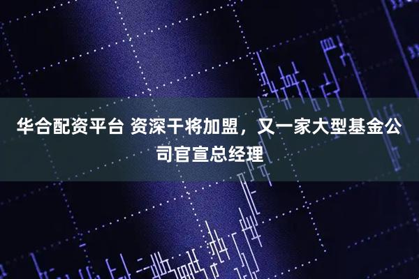 华合配资平台 资深干将加盟，又一家大型基金公司官宣总经理